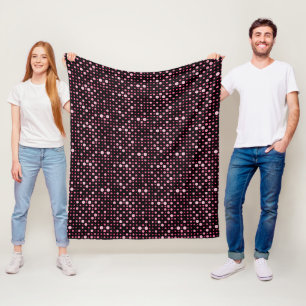 Modern Polka Dot 01.Pink Black BG Fleecedecke