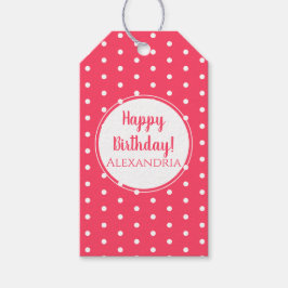 Modern Polka Dots Happy Birthday Geschenkanhänger
