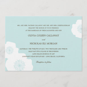 Modern Poppies Wedding Invitation - Aqua Blue Einladung