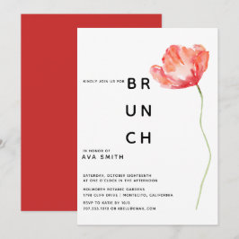 Modern Poppy Red Wedding Bridesmaiers Brunch Einladung