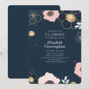 Modern prägen Sie BlumenBlumen-Feier des Lebens Einladung