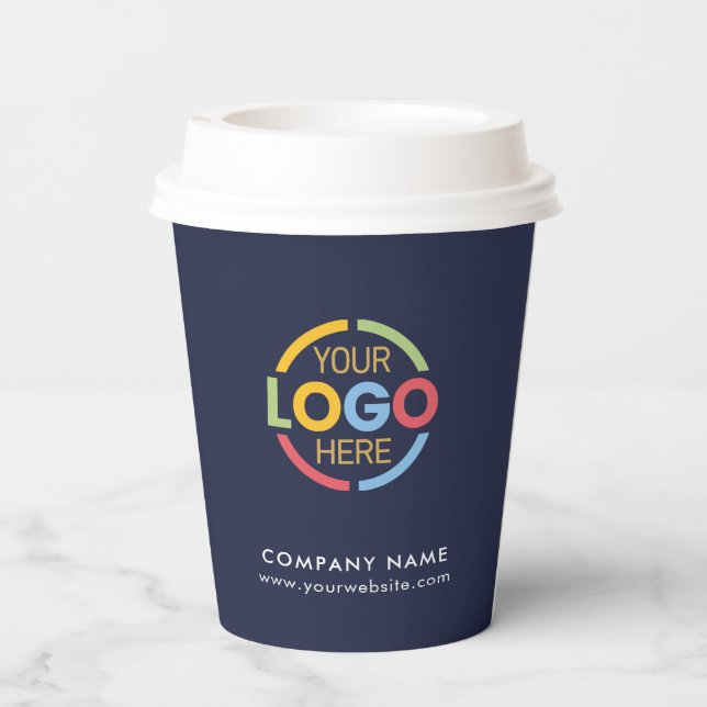 Modern präsentiertes Logo für Navy Blue Corporate  Pappbecher (Rückseite)