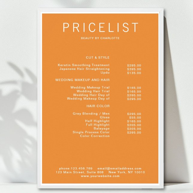 Modern, Preisliste Poster (Modern, price list Poster)