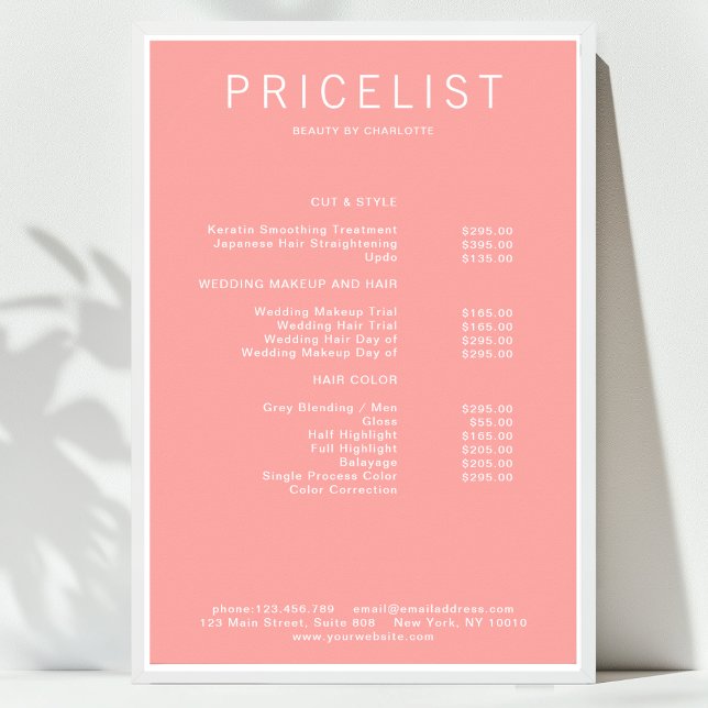 Modern, Preisliste Poster (Modern, price list Poster)