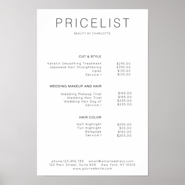 Modern, Preisliste Poster (Vorne)