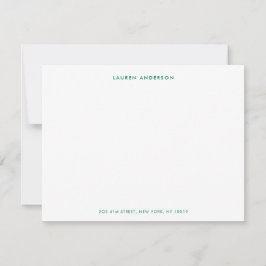Modern Preppy Green Personalized Flat Mitteilungskarte