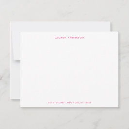 Modern Preppy Pink Personalized Flat Mitteilungskarte