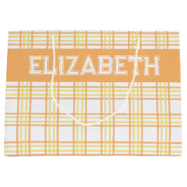 Modern Preppy Plaid Orange Yellow Pattern Große Geschenktüte