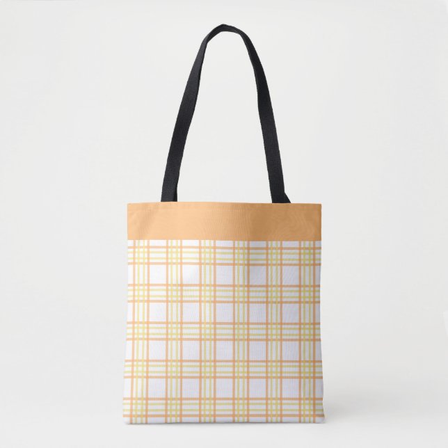 Modern Preppy Plaid Orange Yellow Pattern Tasche (Vorderseite)