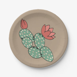 Modern Prickly Pear Cactus Pappteller