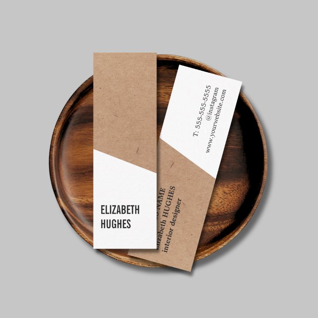 Modern Printed Kraft Paper White Geometric Mini Visitenkarte (Von Creator hochgeladen)