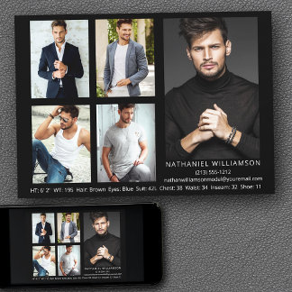 Modern Pro Model Actor 5 Foto Comp Card Einladung