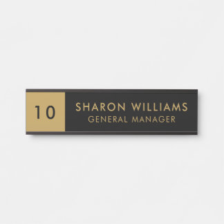 Modern Professional Black and Gold Employee Name Türschild