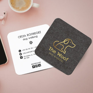 Modern & Professional Dog Walker Business Card Quadratische Visitenkarte