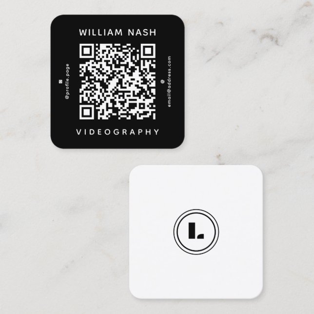 Modern professional duotone QR code Quadratische Visitenkarte (Vorne/Hinten)