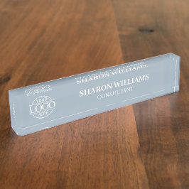 Modern Professional Dusty Blue Office Title Desk Namensplakette