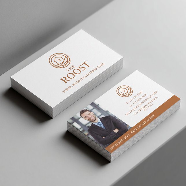 Modern Professional Warm Real Estate Agent Visitenkarte (Modern Professional Warm Real Estate Agent Business Card)