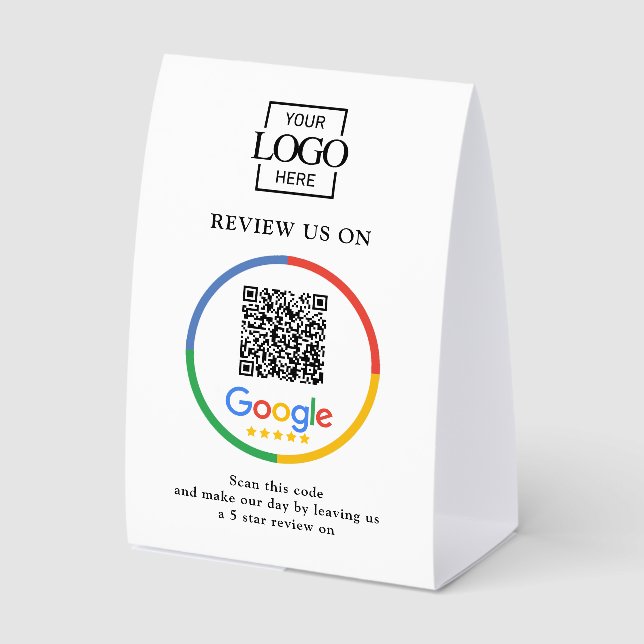 Modern Promotional Google Reviews QR Code Sign Tischaufsteller (Vorderseite)