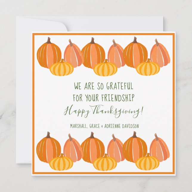 Modern Pumpkin Happy Thanksgiving Feiertagskarte (Vorderseite)