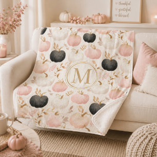 Modern Pumpkin Monogram - Personalisiert Initial Sherpadecke