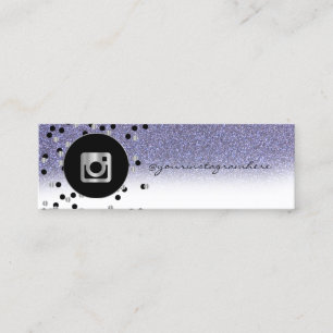 Modern, Punkte, Lila Glitter Instagram Social Medi Mini Visitenkarte