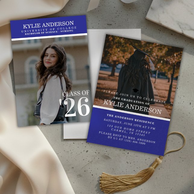 Modern Purple College Graduation Senior Photo Einladung (Modern Purple College Graduation Senior Photo Invitation)