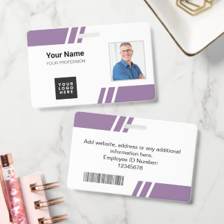 Modern Purple Custom Employee ID Badge Ausweis