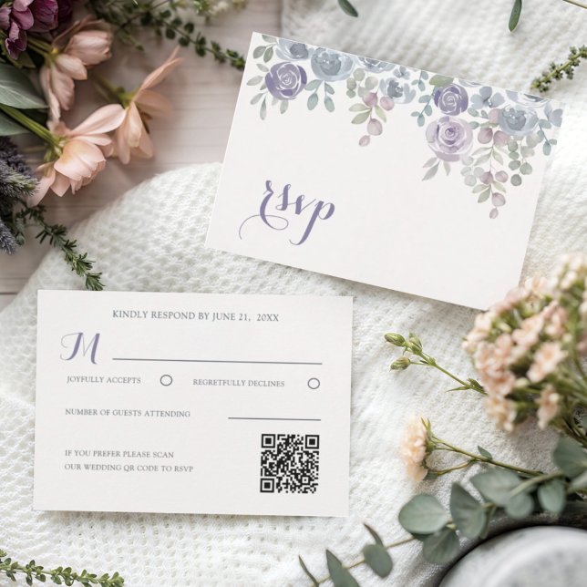 Modern  Purple Floral Rsvp Wedding (Von Creator hochgeladen)