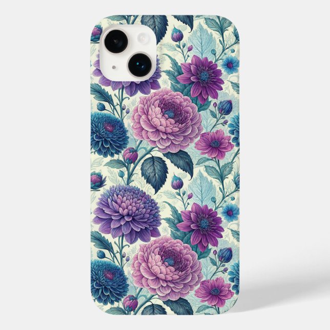 Modern Purple Floral Vintage Dahlia Case-Mate iPhone 14 Plus Hülle (Rückseite)