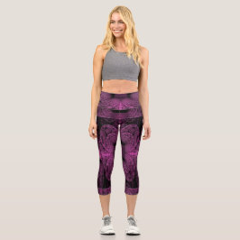  Modern Purple Pattern Kaleidoscope Capri Leggings