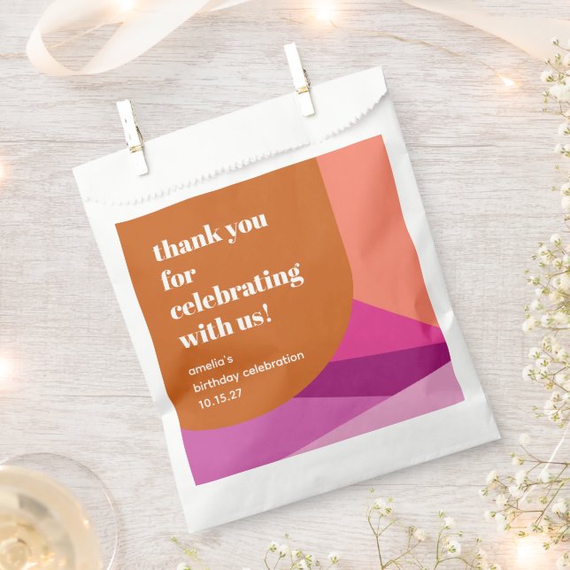 Modern Purple Rust Art Custom Birthday Thank You Geschenktütchen (Ausgeschnitten)