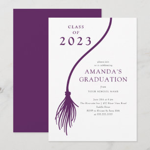 Modern PurpleTassel Graduation Party Invitation Einladung