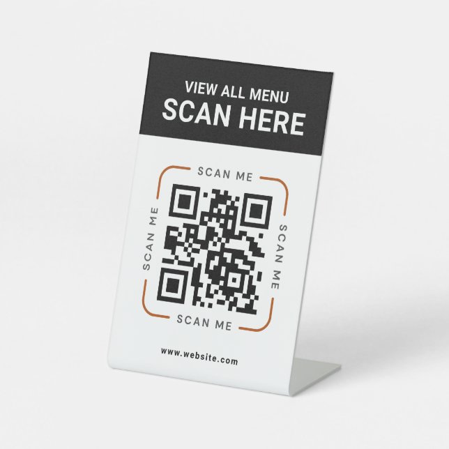Modern QR Code  | Digital Menu Tabletop Sign Sockelschild (Vorderseite)