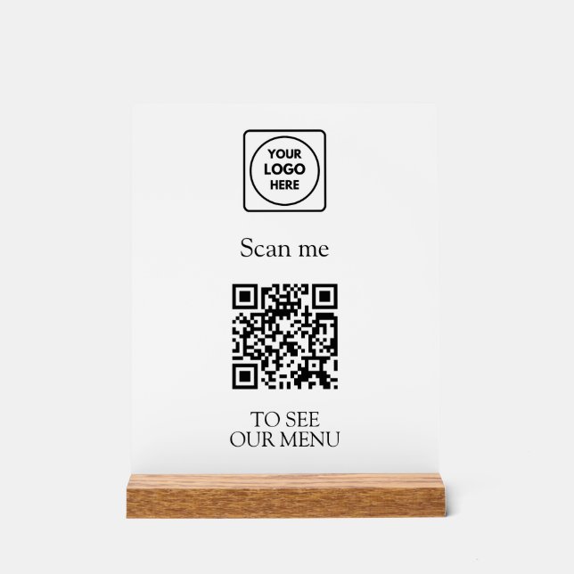 Modern QR Code Menu | Custom Contactless Logo  Acrylschild (Vorderseite)