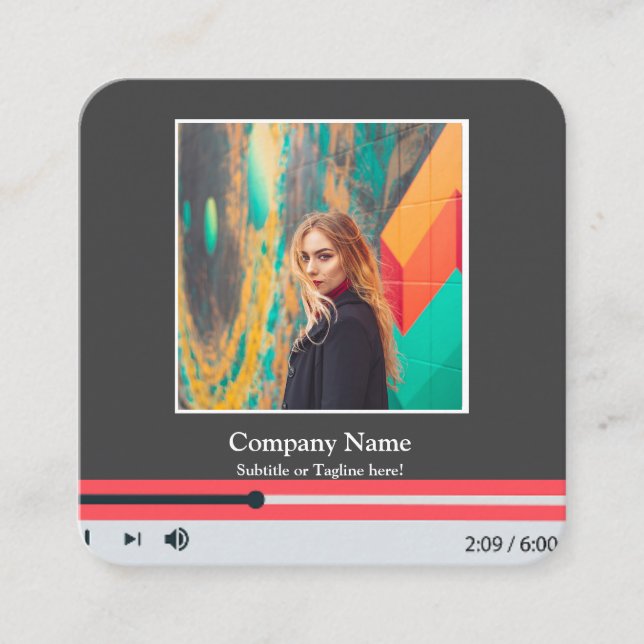 Modern QR Code Music Player Song Playlist Photo  Quadratische Visitenkarte (Vorderseite)