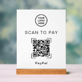 Modern QR Code Payment Sign For Countertop Acrylschild
