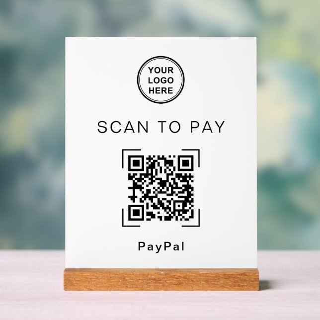 Modern QR Code Payment Sign For Countertop Acrylschild (Neutral)