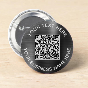 Modern QR Code Silver Promotional Button