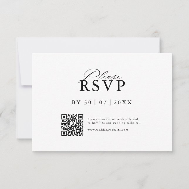 Modern QR Code Website RSVP Card Save The Date (Vorderseite)