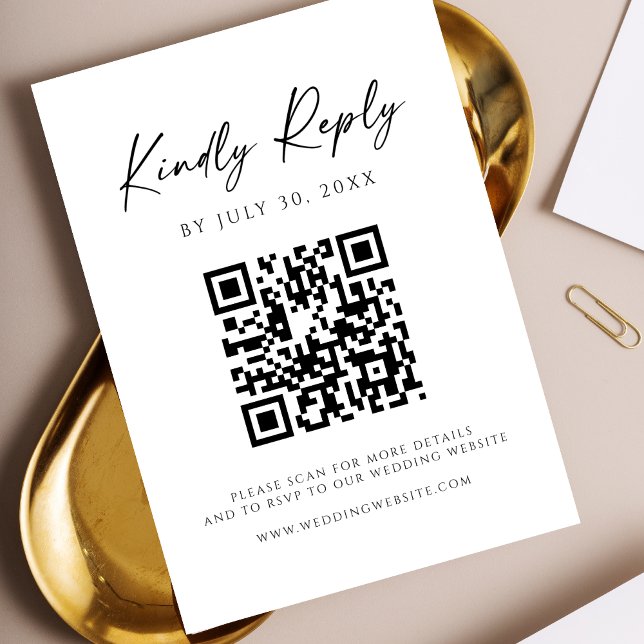 Modern QR Code Website RSVP Card Save The Date (Von Creator hochgeladen)