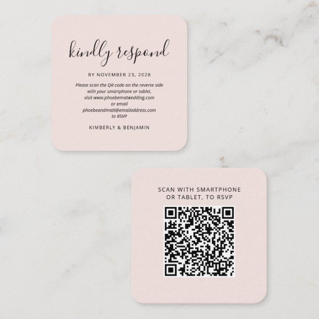 Modern QR Code Wedding RSVP Card Mitteilungskarte (Vorne/Hinten)