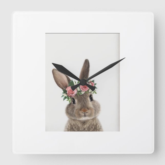 "Modern Rabbit Wall Clock Quadratische Wanduhr (Vorderseite)
