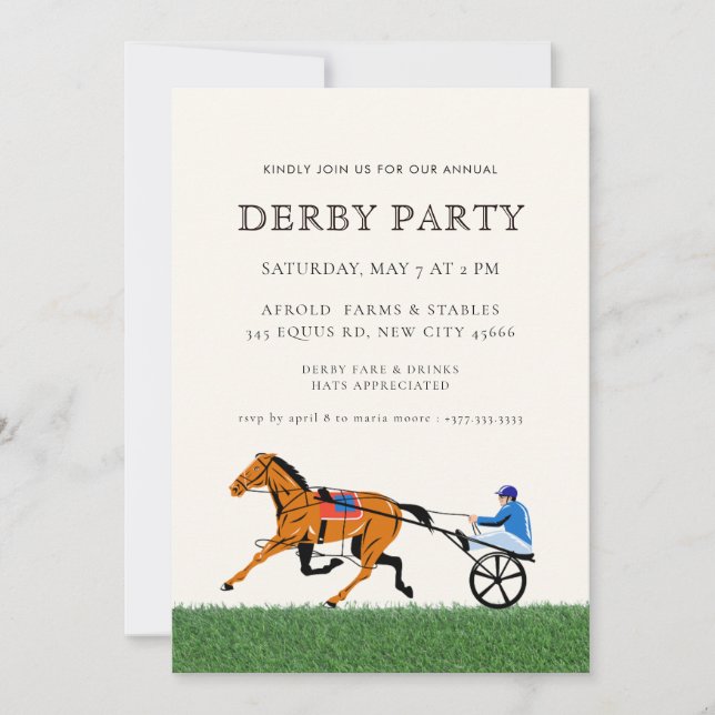 Modern Race Horse Derby Party Equestrian  Einladung (Vorderseite)