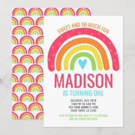 Modern Rainbow First Birthday Einladung