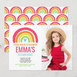 Modern Rainbow First Birthday Einladung