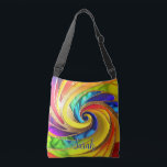 Modern Rainbow & Glam Gold Spaß Pinwheel Tragetaschen Mit Langen Trägern<br><div class="desc">Diese lustige, auffällige Crossbody-Tasche wird das Gespräch Ihrer Freunde sein. Es wurde mit einem schönen, regenbogenförmigen 3D-Pinrad entworfen, umgeben von glitzernden Imitaten mit Gold. Fügen Sie einen Namen hinzu, um ihn zu personalisieren. Macht ein großartiges Geschenk! Erstellt von der einfachen Farmhouse Press.</div>