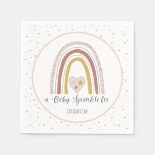 Modern Rainbow Gold Dusty Pink Girl Baby Sprinkle Serviette