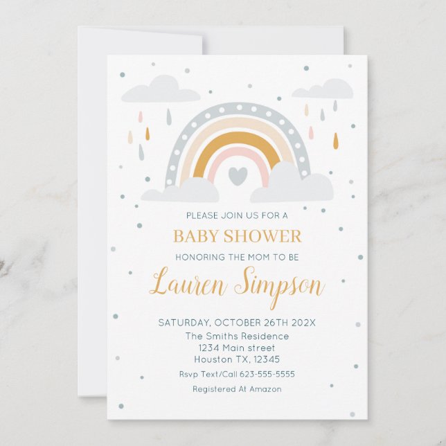 Modern Rainbow Invitation Baby Shower Einladung (Vorderseite)