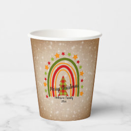 Modern Rainbow Weihnachten Tartan Tree 20xx Text Pappbecher