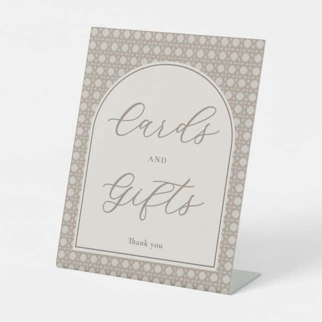 Modern Rattan Bridal Shower Cards And Gifts Sockelschild (Vorderseite)
